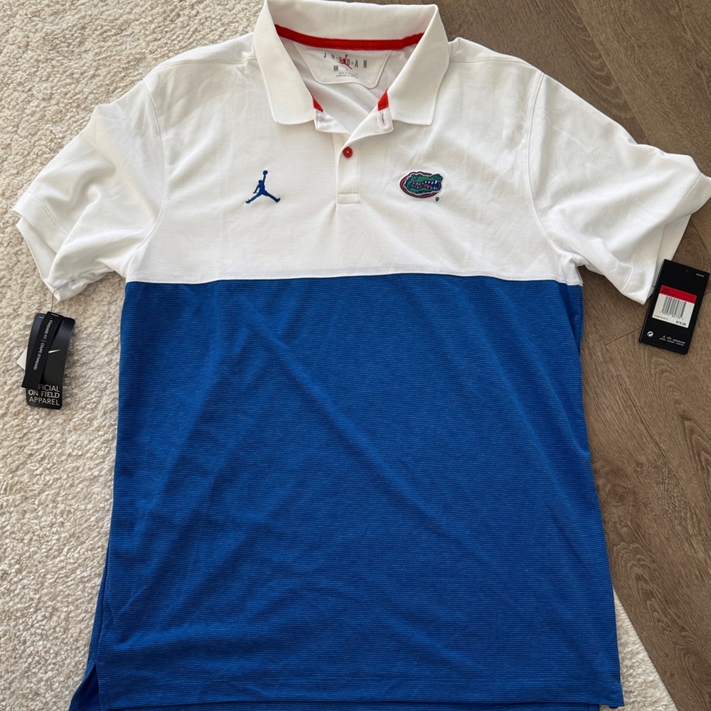 Jordan Men's White and Blue Florida Gators Polo